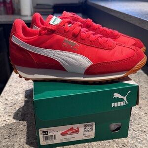 Puma Red and White Easy Rider Vintage Sneakers